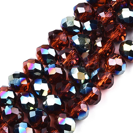 Electroplate Transparent Glass Beads Strands EGLA-A034-T8mm-Q18-1