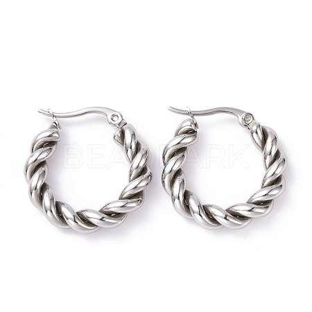 Non-Tarnish 304 Stainless Steel Twist Rope Hoop Earrings for Women EJEW-G298-07B-P-1