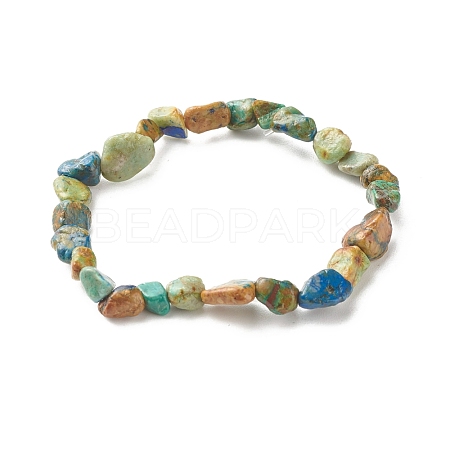 Natural Chrysocolla & Lapis Lazuli Beads Stretch Bracelet for Kids BJEW-JB07031-03-1