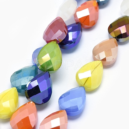 Electroplated Glass Beads Strands EGLA-J105-M01-1
