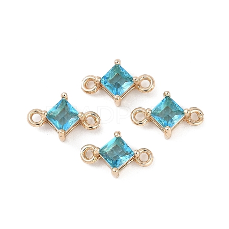 Brass Pave Glass Rhombus Links Connector Charms X1-GLAA-Q088-001C-1