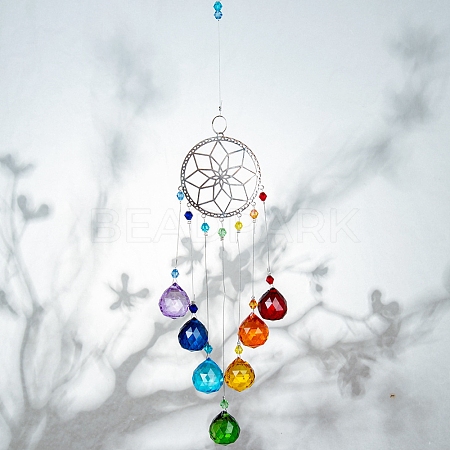 Crystals Chandelier Suncatchers Prisms Chakra Hanging Pendant AJEW-Q142-01-1