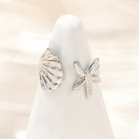 Brass Adjustable Cuff Rings for Women RJEW-B132-02B-P-1