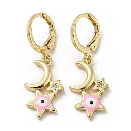 Golden Brass Dangle Leverback Earrings EJEW-A033-18G-02-1