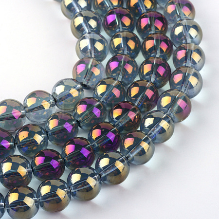 Electroplate Glass Beads Strands X-EGLA-Q062-8mm-A03-1