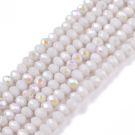 Electroplate Opaque Solid Color Glass Beads Strands X-EGLA-A044-P1mm-L19-1
