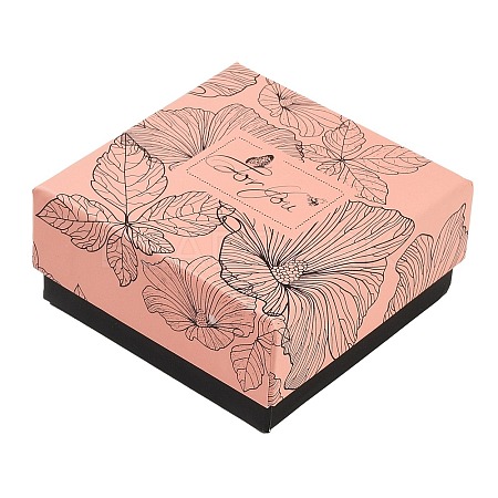 Flower Print Cardboard Paper Jewelry Storage Boxes LS-CON-P022-01B-1