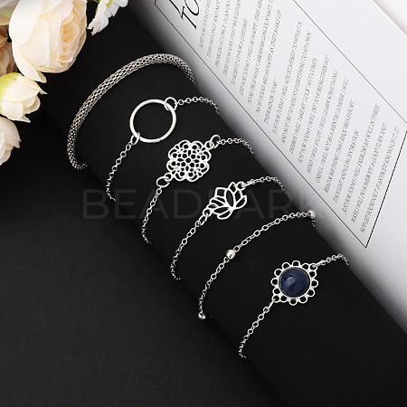 6Pcs 6 Styles Alloy Link & Chain Bracelet Set FS-WG1CF16-01-1