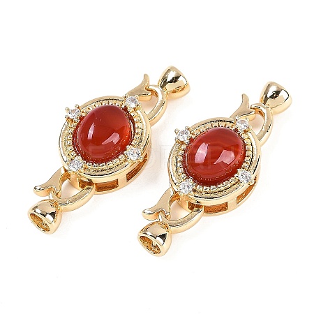 Brass Micro Pave Clear Cubic Zirconia Fold Over Clasps KK-U043-54G-01-1