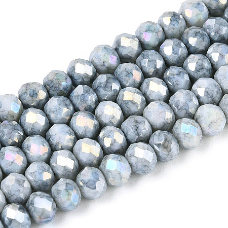 Anti-Tarnish Electroplate Rondelle Glass Beads Strands EGLA-T021-4mm-17-10-1