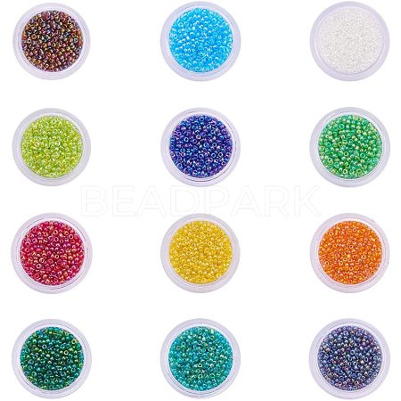 12 Colors Glass Seed Beads SEED-PH0007-03-1