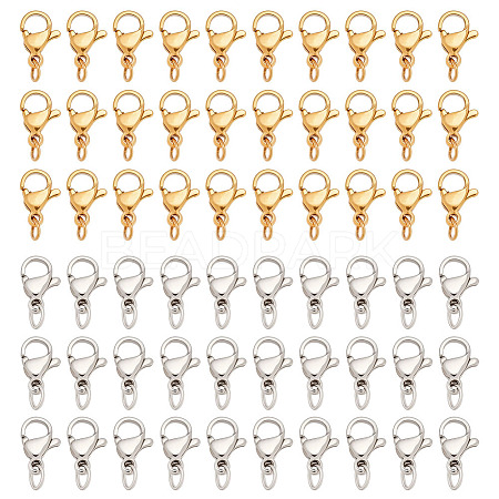 60Pcs 2 Colors 304 Stainless Steel Lobster Claw Clasps STAS-ME0002-18-1