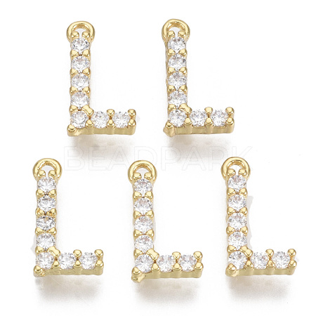 Brass Micro Pave Cubic Zirconia Charms KK-T060-05-L-G-NF-1