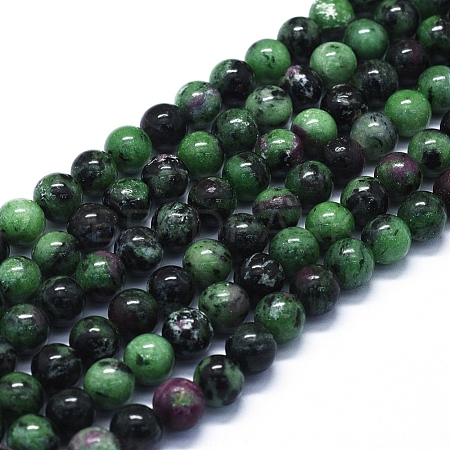 Natural Ruby in Zoisite Beads Strands G-E561-12-8mm-1