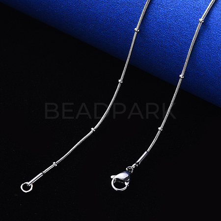 Non-Tarnish 304 Stainless Steel Round Snake Chain Necklace NJEW-S420-009C-P-1