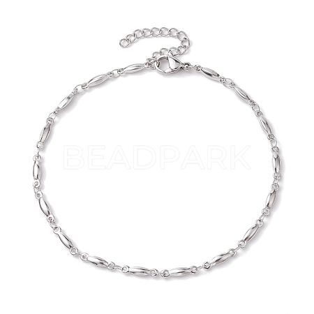 Non-Tarnish 304 Stainless Steel Bar Link Chain Anklets AJEW-AN00602-01-1