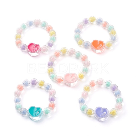 Transparent Acrylic Beads Stretch Bracelets for Kids BJEW-JB06501-1