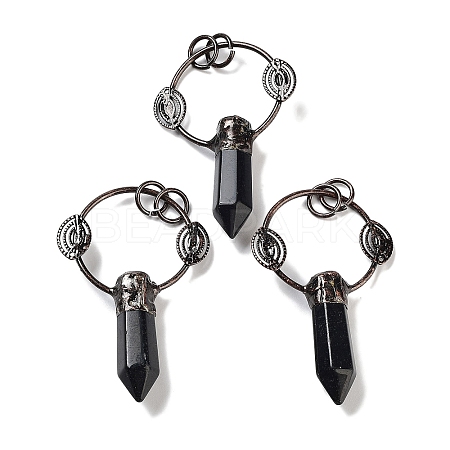 Natural Obsidian Faceted Pointed Bullet Big Pendants G-A221-02A-1
