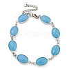 Oval Faceted Glass Link Chain Bracelets BJEW-C059-01B-P-1