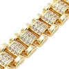 Rack Plating Brass Pave Clear Cubic Zirconia Rectangle Link Chain Bracelets for Women BJEW-R317-16G-3