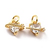 Brass Cubic Zirconia Charms KK-A156-04G-RS-3