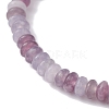 Natural Lepidolite/Purple Mica Stone Rondelle & Pearl Beaded Stretch Bracelets BJEW-JB09918-04-4