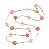 Glass and ABS Plastic Flower Link Chain Necklaces NJEW-H041-05G-01-1