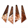 Transparent Resin & Walnut Wood Pendants RESI-N039-70D-1