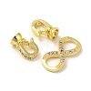 Rack Plating Brass Micro Pave Cubic Zirconia Fold Over Clasps KK-K377-12-4