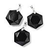 Faceted Natural Dyed & Heated Black Agate Pendants G-F340-03A-1
