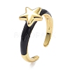 Brass Enamel Cuff Rings RJEW-P023-20G-2