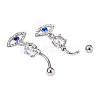 Evil Eye Drop Belly Button Rings for Women AJEW-C010-01P-4