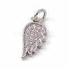 Brass Micro Pave Clear Cubic Zirconia Wing Charms ZIRC-F132-60P-1