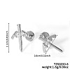 304 Stainless Steel Clear Cubic Zirconia Sword with Wing Stud Earrings AE8260-6-1