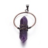 Natural Amethyst Wire Wrapped Pointed Big Pendants G-L520-I02-R-NF-2