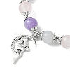 8mm Round Natural Aquamarine & Rose Quartz & Amethyst Beaded Stretch Bracelets BJEW-TA00502-3
