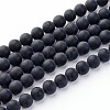 Natural Grade A Black Agate Beads Strands X-G447-3-1