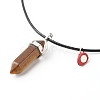 Natural Tiger Eye & Rose Quartz Double Terminated Pointed Pendants Necklaces Set for Couples Best Friends NJEW-JN03676-9