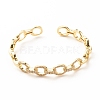 Clear Cubic Zirconia Hollow Oval Cuff Bangle BJEW-B054-01G-1