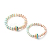 Stripe Resin Rondelle Beads Stretch Bracelets for Parent and Kid BJEW-JB06635-1