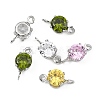 SHEGRACE Brass Pave Cubic Zirconia Flat Round Connector Charms XGRQ2O494-435P-2