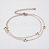 304 Stainless Steel Multi-Strand Anklets X-AJEW-H012-19RG-1