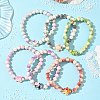 6Pcs 6 Colors Baking Paint Synthetic Turquoise Round & Tortoise Beads Stretch Bracelets for Men Women BJEW-JB12340-1
