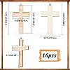 Wooden Double Layer Cross Wall Pendant Decorations HJEW-WH0036-75-2