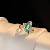 Brass Cubic Zirconia & Abalone Shell & Imitation Pearl Jewelry Set FS-WG1B634-01-3