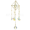 Glass Round Ball with Brass Chains Hanging Pendant Decorations HJEW-JM01298-1