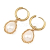 Electroplate Shell Pearl Hoop Dangle Earrings for Women EJEW-JE07266-5