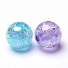 Bubblegum AB Color Transparent Crackle Acrylic Round Beads X-CACR-R011-12mm-M-2