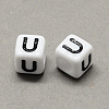 Large Hole Acrylic Letter European Beads SACR-Q103-7mm-01U-2