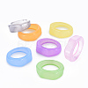 Chunky Transparent Acrylic Finger Rings for Teen Girl Women X-RJEW-T010-17-1
